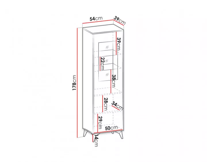 Peter - vitrine bois et noir - style industriel - 54x178 cm