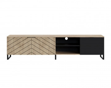 BOBOCHIC Auxane - meuble TV bois et noir - style contemporain - 200 cm