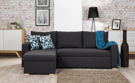 OAKLAND - Canapé d'angle convertible réversible - Gris foncé - 223 X 145 X 81CM OAKLAND - Canapé d'angle convertible réversible - Gris foncé - 223 X 145 X 81CM