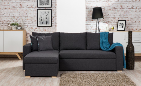 OAKLAND - Canapé d'angle convertible réversible - Gris foncé - 223 X 145 X 81CM OAKLAND - Canapé d'angle convertible réversible - Gris foncé - 223 X 145 X 81CM