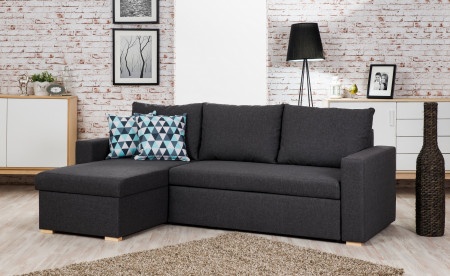 OAKLAND - Canapé d'angle convertible réversible - Gris foncé - 223 X 145 X 81CM OAKLAND - Canapé d'angle convertible réversible - Gris foncé - 223 X 145 X 81CM