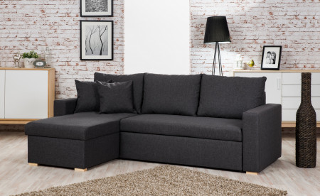 OAKLAND - Canapé d'angle convertible réversible - Gris foncé - 223 X 145 X 81CM OAKLAND - Canapé d'angle convertible réversible - Gris foncé - 223 X 145 X 81CM