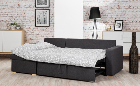OAKLAND - Canapé d'angle convertible réversible - Gris foncé - 223 X 145 X 81CM OAKLAND - Canapé d'angle convertible réversible - Gris foncé - 223 X 145 X 81CM