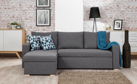 OAKLAND - Canapé d'angle convertible réversible - Gris clair - 223 X 145 X 81CM OAKLAND - Canapé d'angle convertible réversible - Gris clair - 223 X 145 X 81CM