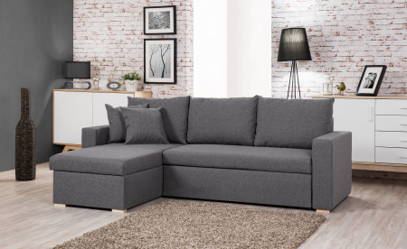 OAKLAND - Canapé d'angle convertible réversible - Gris clair - 223 X 145 X 81CM OAKLAND - Canapé d'angle convertible réversible - Gris clair - 223 X 145 X 81CM