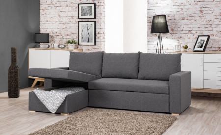 OAKLAND - Canapé d'angle convertible réversible - Gris clair - 223 X 145 X 81CM OAKLAND - Canapé d'angle convertible réversible - Gris clair - 223 X 145 X 81CM