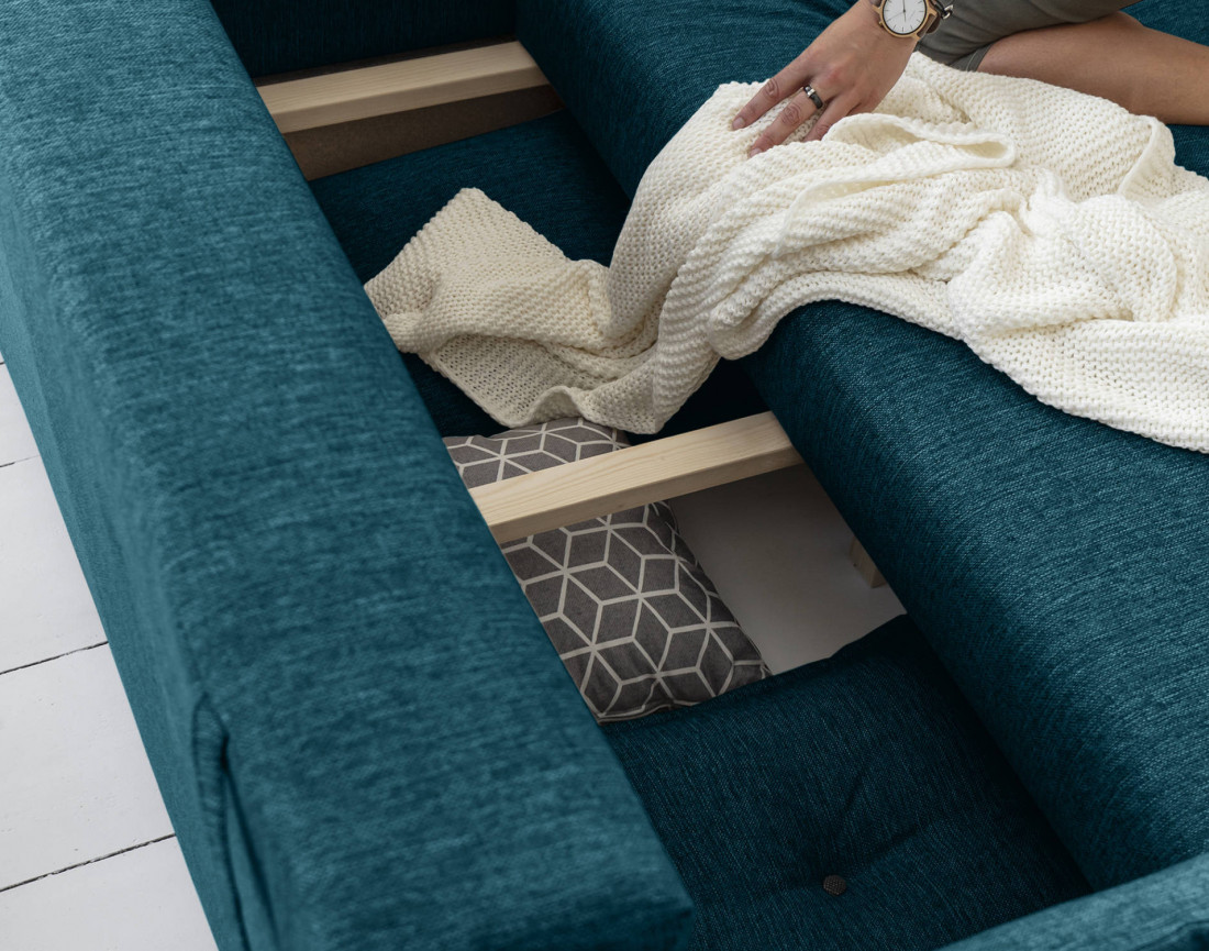 Lena - canapé d'angle convertible - avec coffre - style scandinave - 5 places - droit