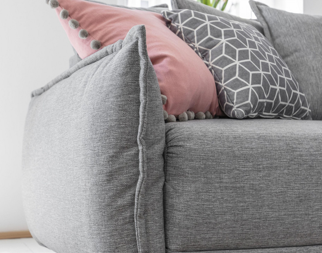 Canapé d'angle convertible Lena 5 places avec coffre style scandinave