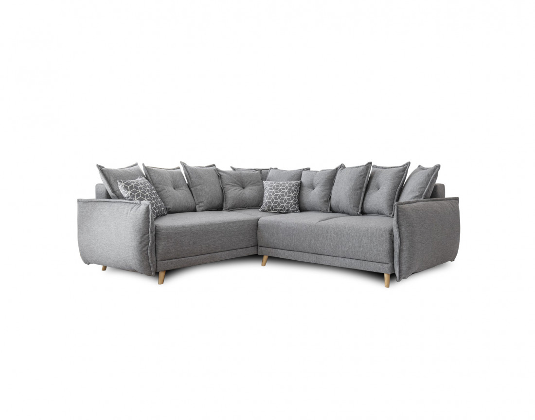 Canapé d'angle convertible Lena 5 places avec coffre style scandinave