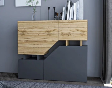 Pitt - Buffet haut de style industriel avec rangements - 120 cm