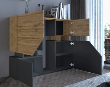 Pitt - Buffet haut de style industriel avec rangements - 120 cm