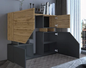Pitt - Buffet haut de style industriel avec rangements - 120 cm