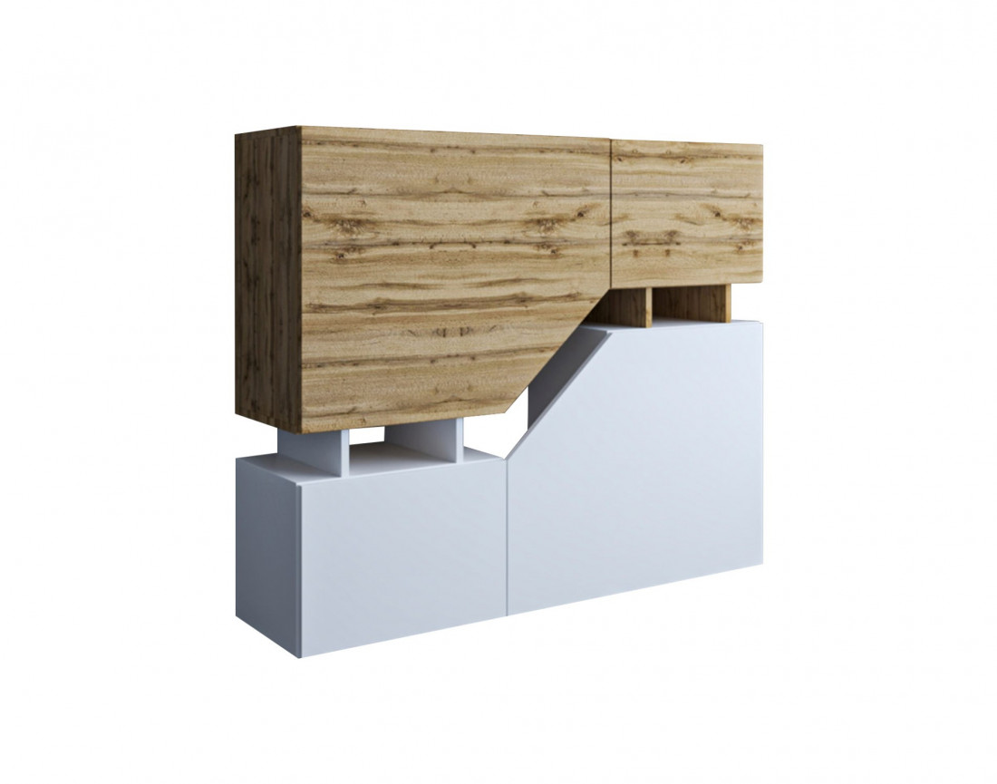 Pitt - Buffet haut de style industriel avec rangements - 120 cm