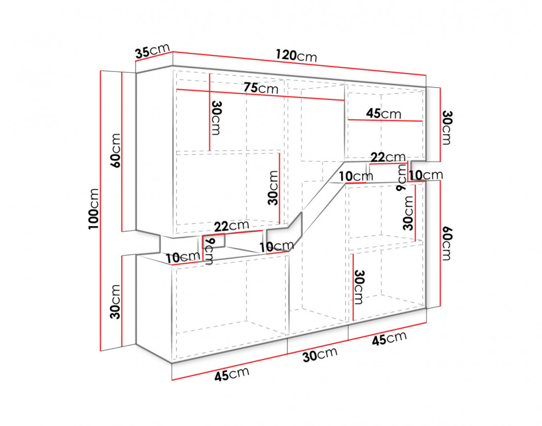 Pitt - Buffet haut de style industriel avec rangements - 120 cm