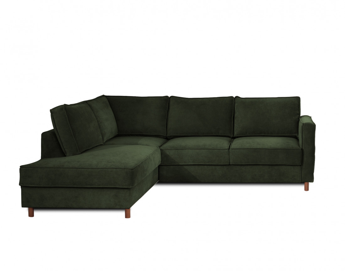 Canapé d'angle gauche convertible 5 places en velours côtelé Jake