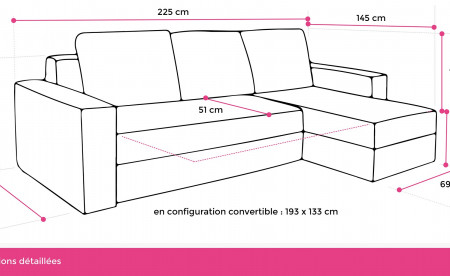Orlando Blanc/gris Canapé d'angle convertible Orlando Blanc/gris Canapé d'angle convertible