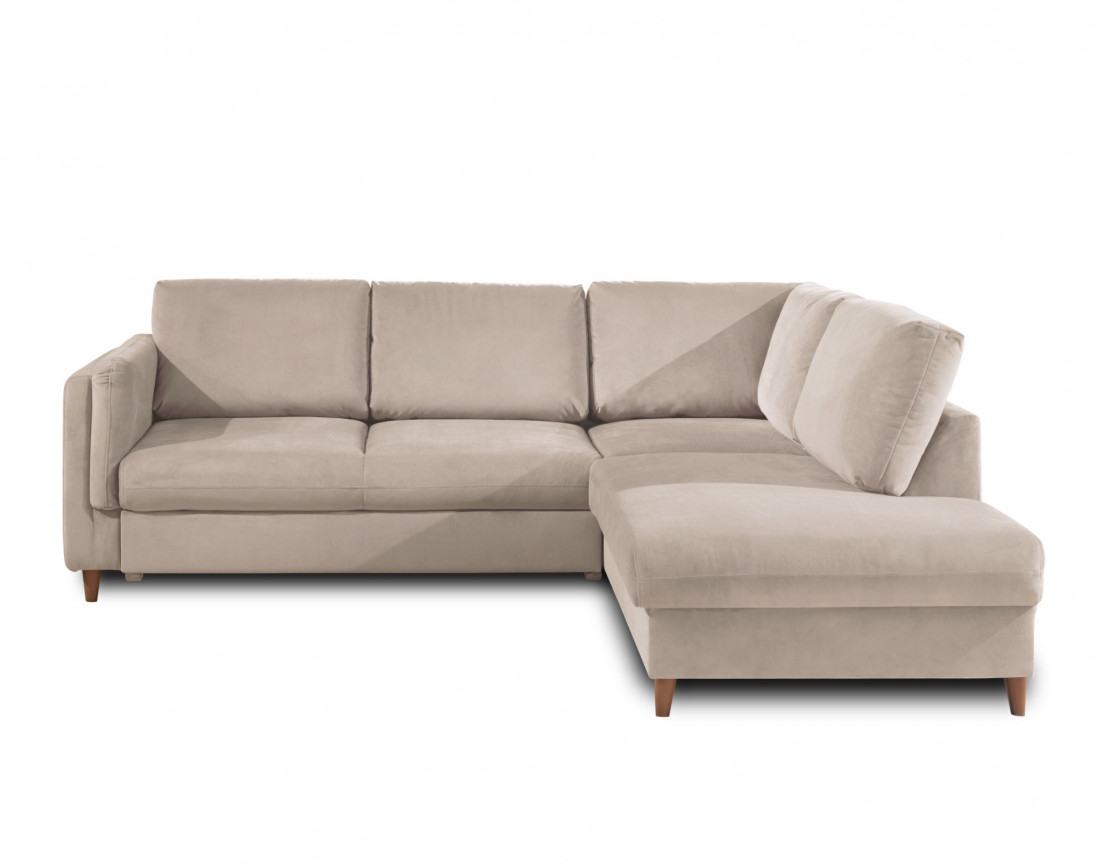 Canapé d'angle droit convertible 5 places en velours Brooke