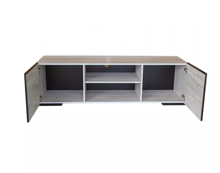 Maze - meuble TV bois gris - style contemporain - 160 cm