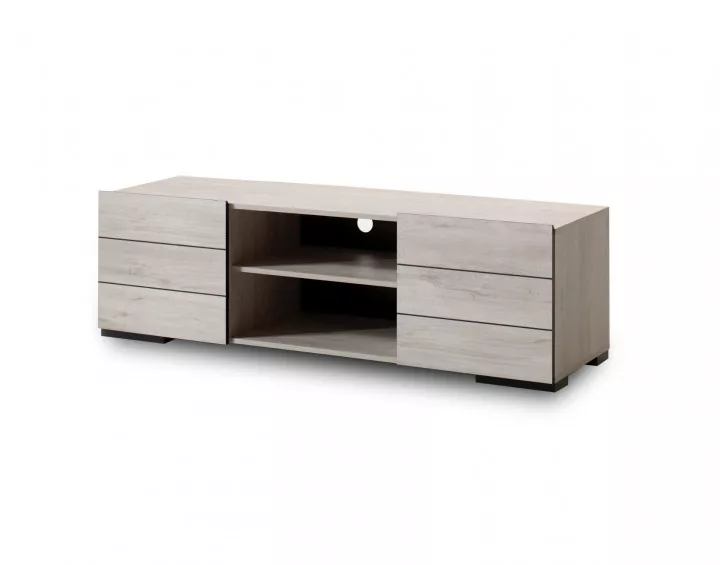 Maze - meuble TV bois gris - style contemporain - 160 cm