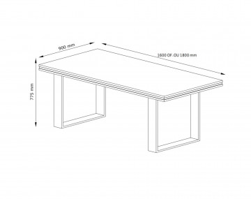 Otis - table à manger bois gris - style contemporain - 180 cm