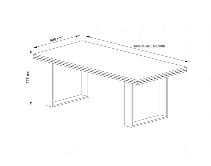 Otis - table à manger bois gris - style contemporain - 180 cm