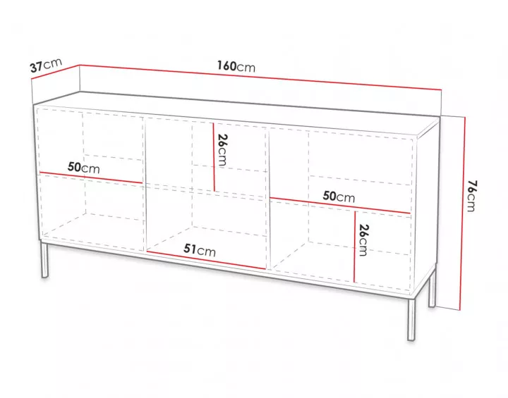 Celeste - buffet bas - 160 cm - style contemporain