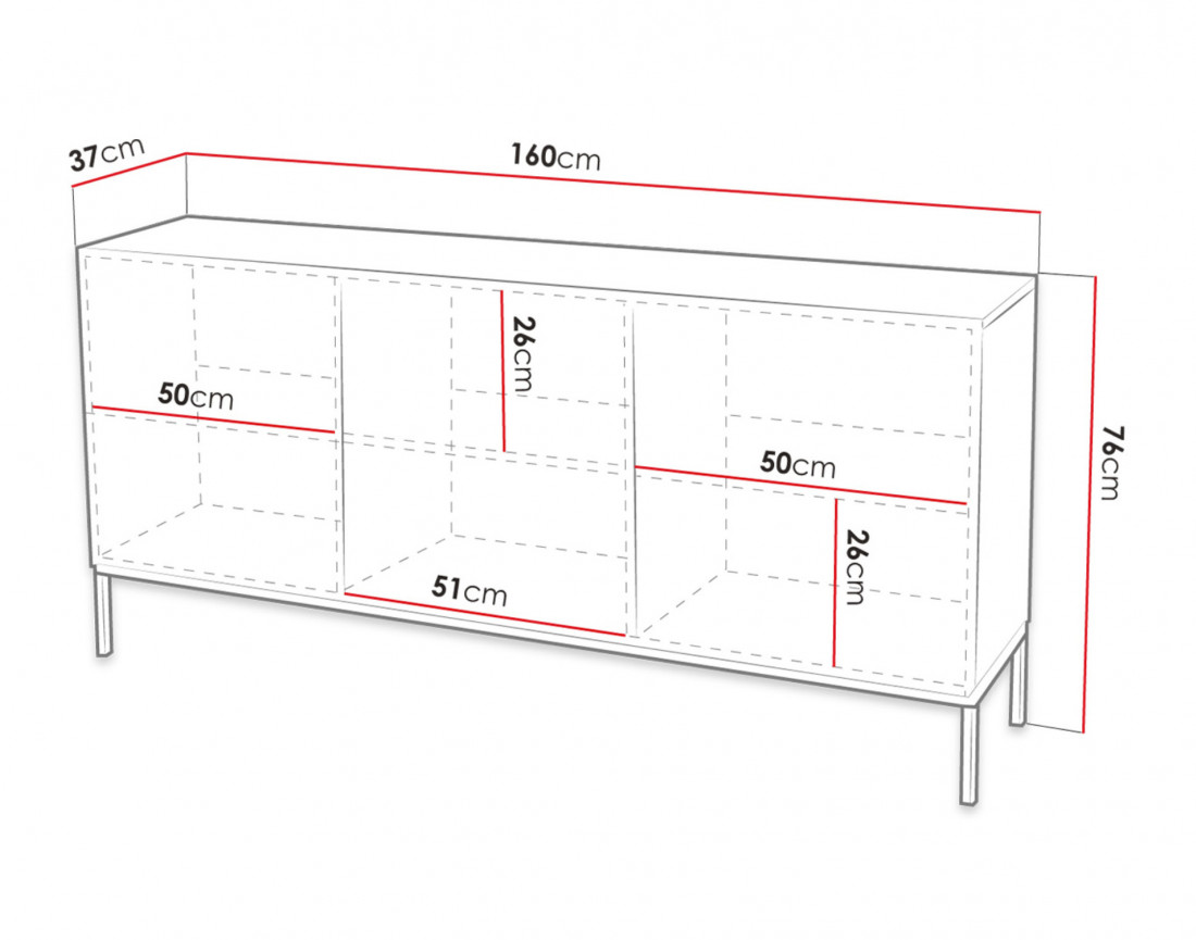 Celeste - buffet bas - 160 cm - style contemporain