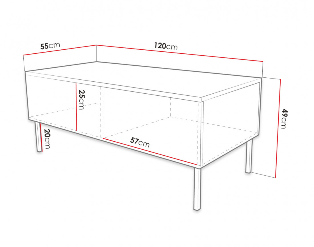 Celeste - table basse - 2 portes 120 cm