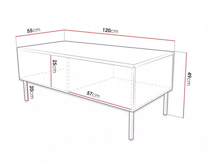 Celeste - table basse - 120 cm - style contemporain