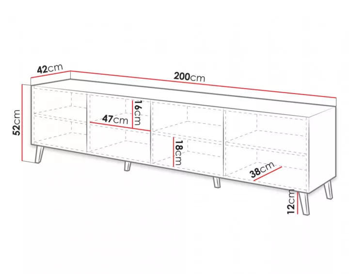 Chloe - meuble tv - style contemporain - 200 cm