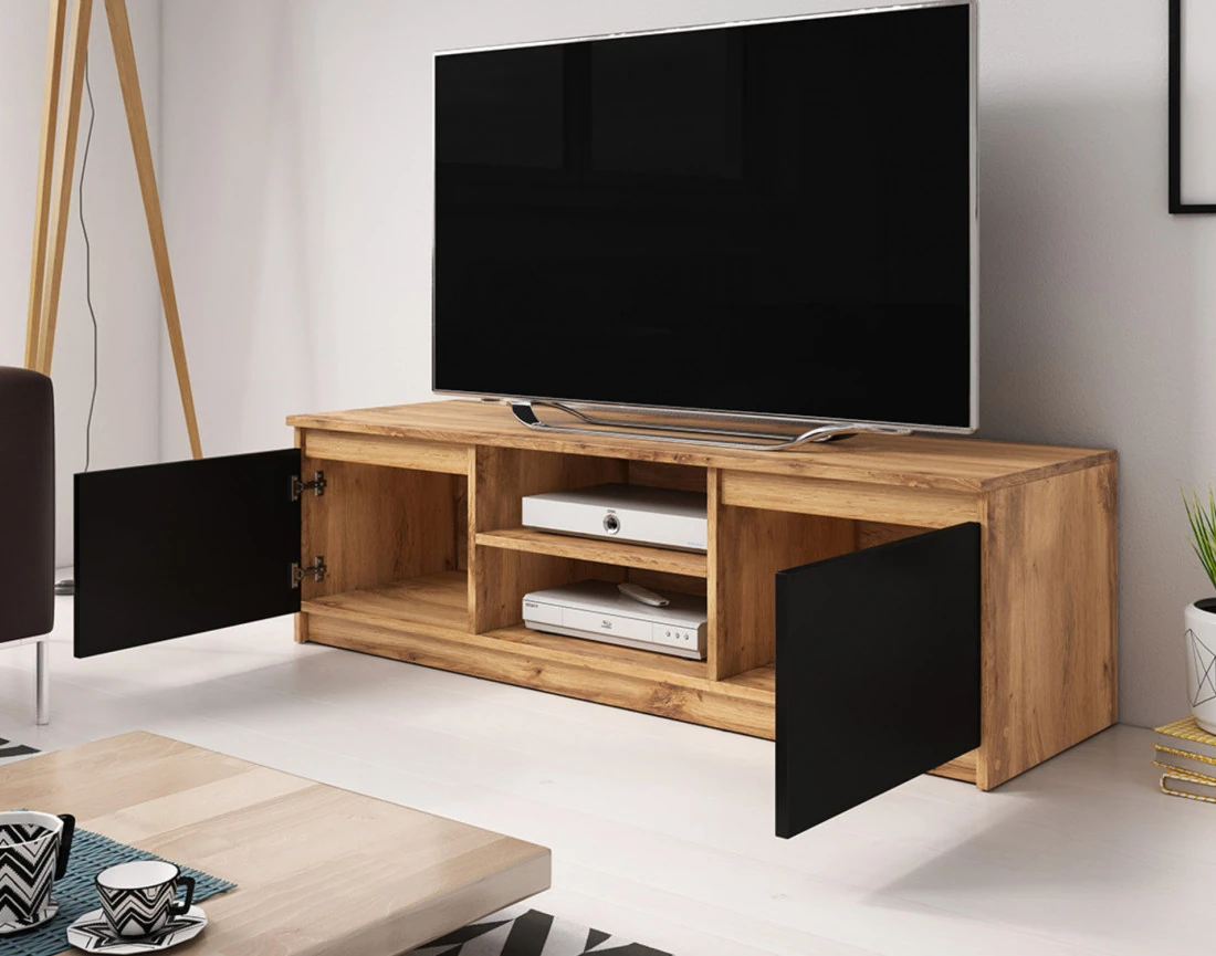 Robin meuble tv 2 portes et 2 niches 120 cm