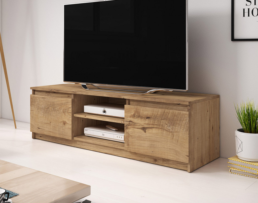 Robin meuble tv 2 portes et 2 niches 120 cm