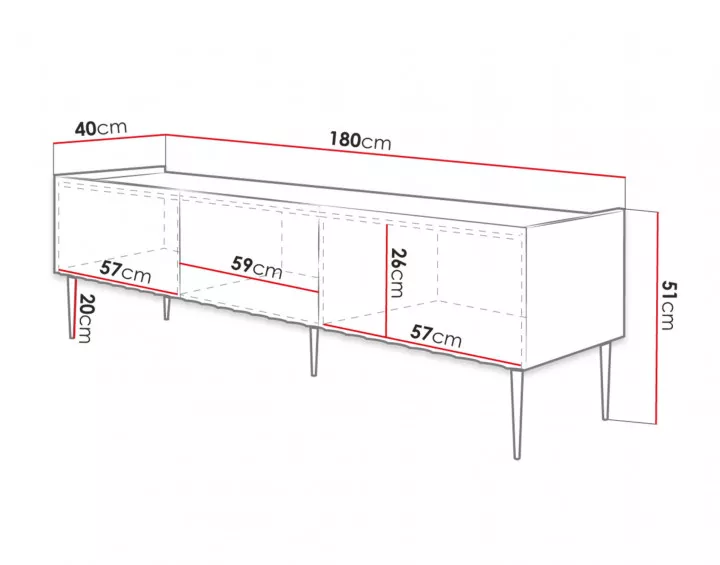 Ambre - meuble TV - 180 cm - style contemporain