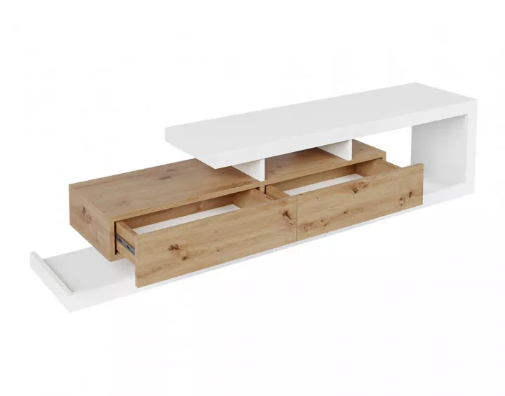 Olga - meuble TV - bois et blanc - 198 cm - style scandinave