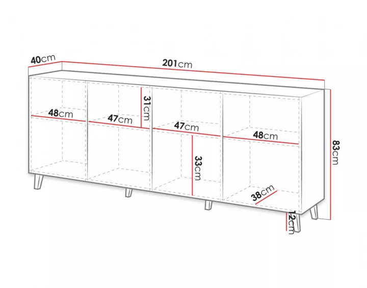 Sanna - buffet bas - 200 cm - style contemporain