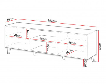 Sanna meuble tv 2 portes et 2 niches 150 cm