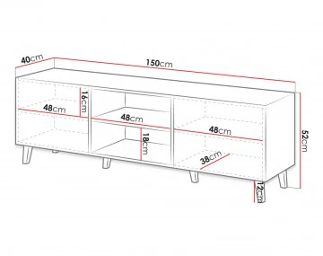 Sanna meuble tv 2 portes et 2 niches 150 cm