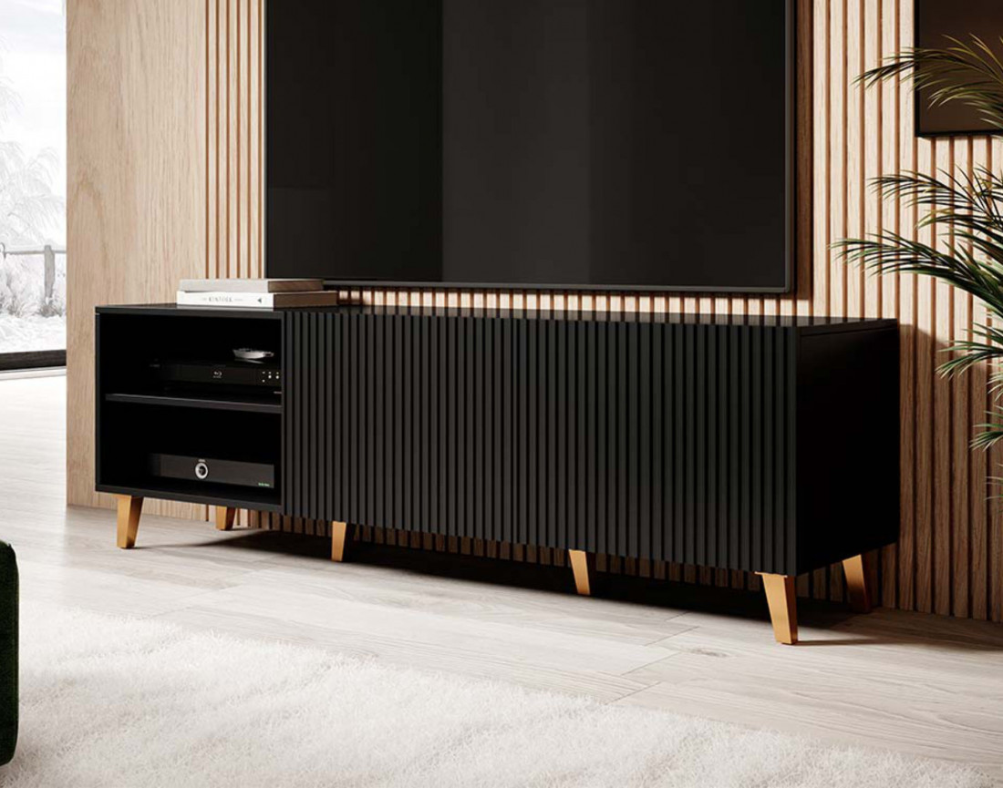 Sanna meuble tv 2 portes et 2 niches 150 cm