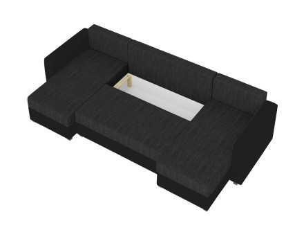 Romy - canapé panoramique en U 7 places convertible avec coffre en tissu et PU