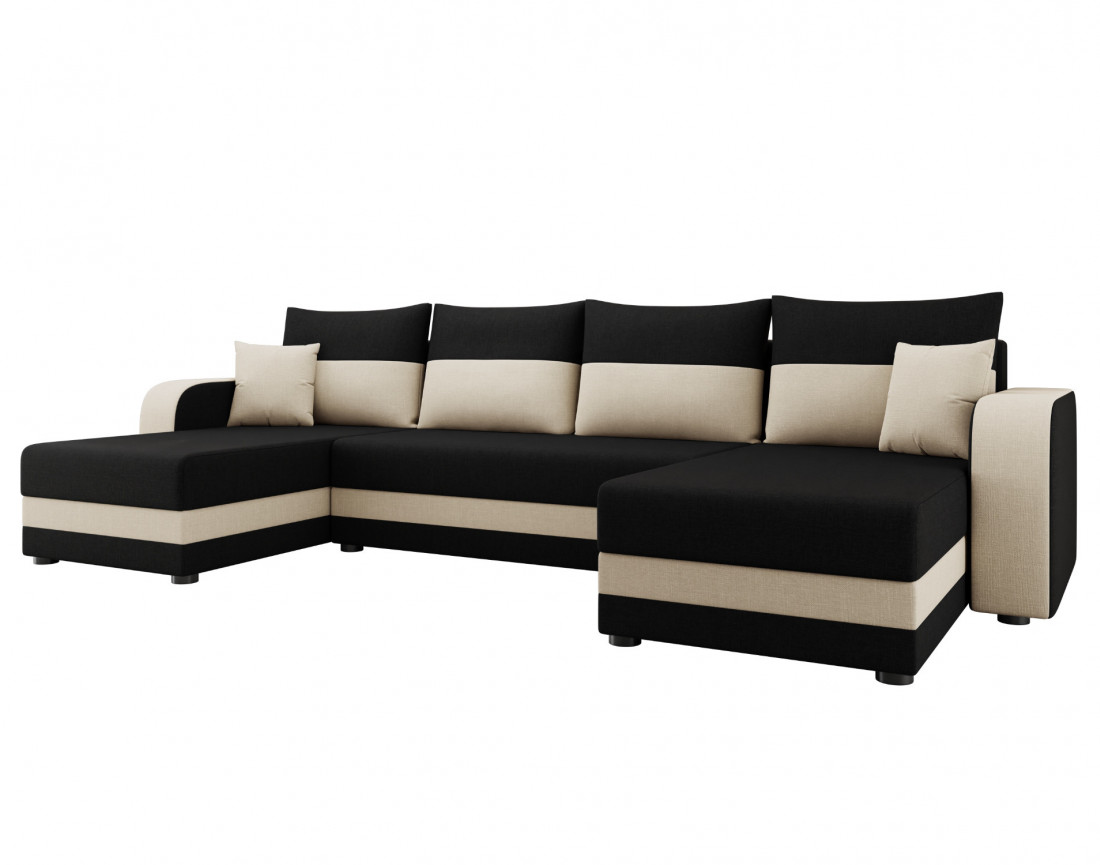 Harvey - canapé panoramique en U 7 places convertible avec coffre en tissu Harvey - canapé panoramique en U 7 places convertible avec coffre en tissu