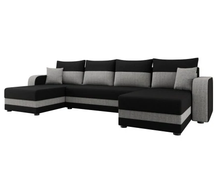 Harvey - canapé panoramique en U 7 places convertible avec coffre en tissu