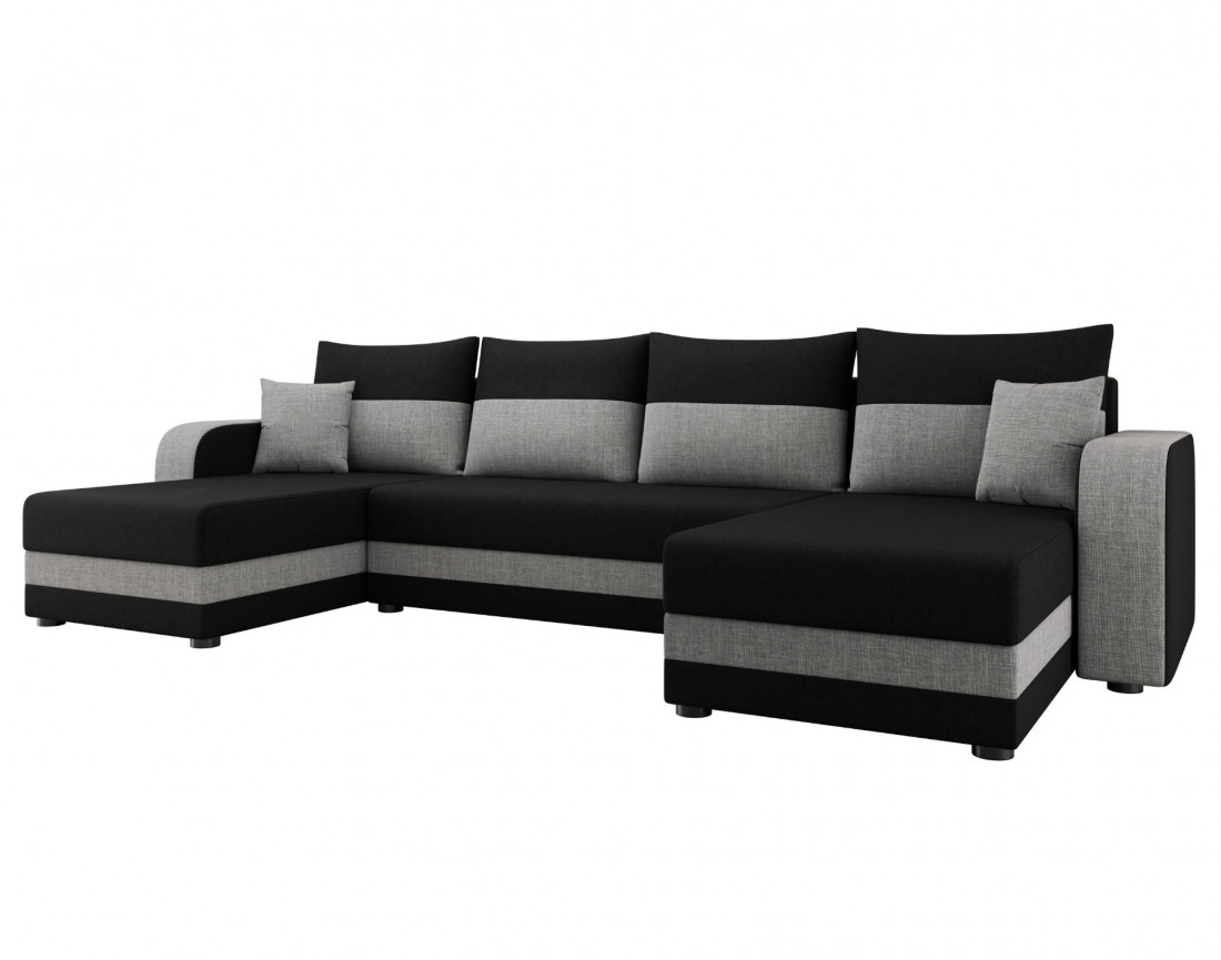 Harvey - canapé panoramique en U 7 places convertible avec coffre en tissu