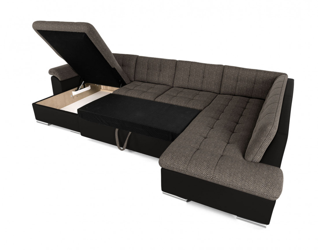 Canapé CHUCK panoramique d'angle droit convertible avec coffre