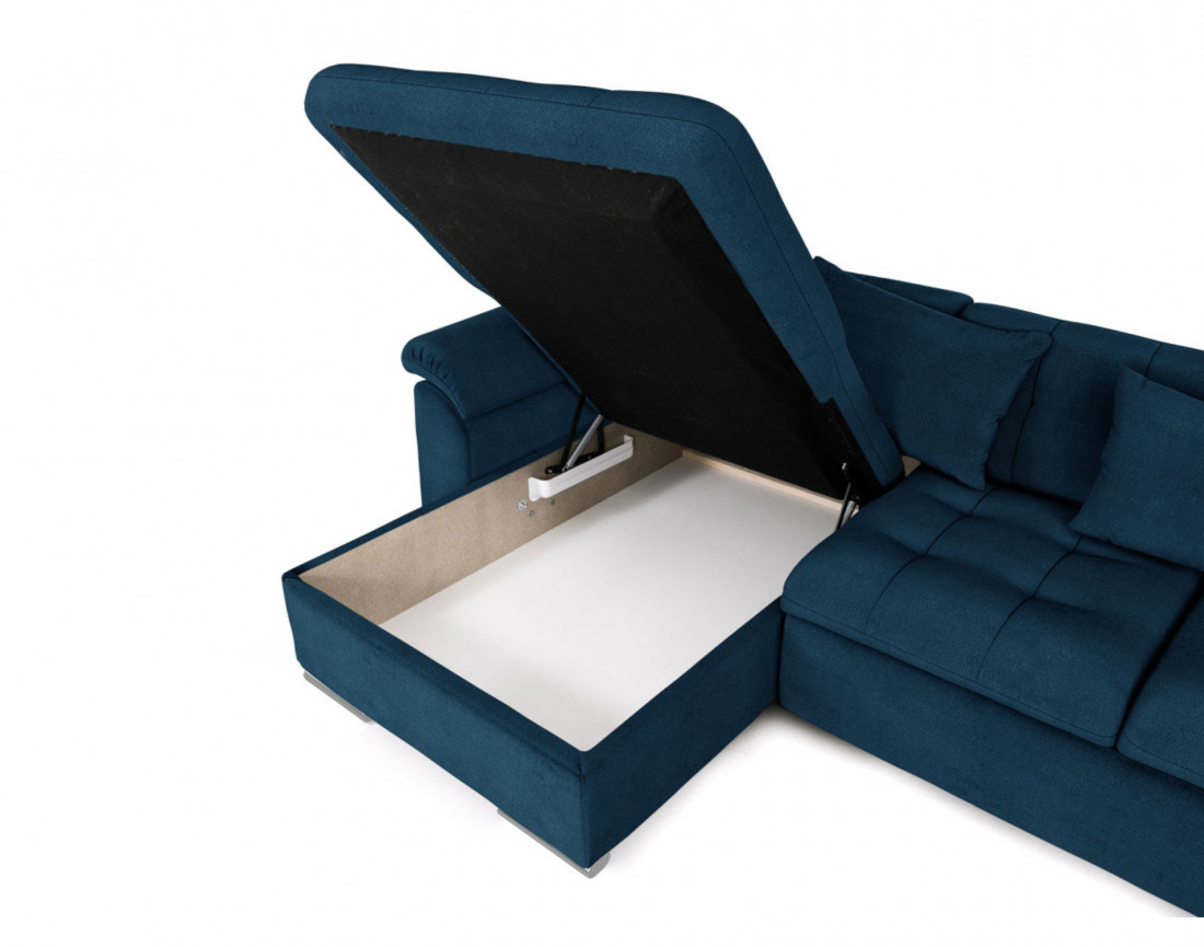 Canapé CHUCK panoramique d'angle droit convertible avec coffre