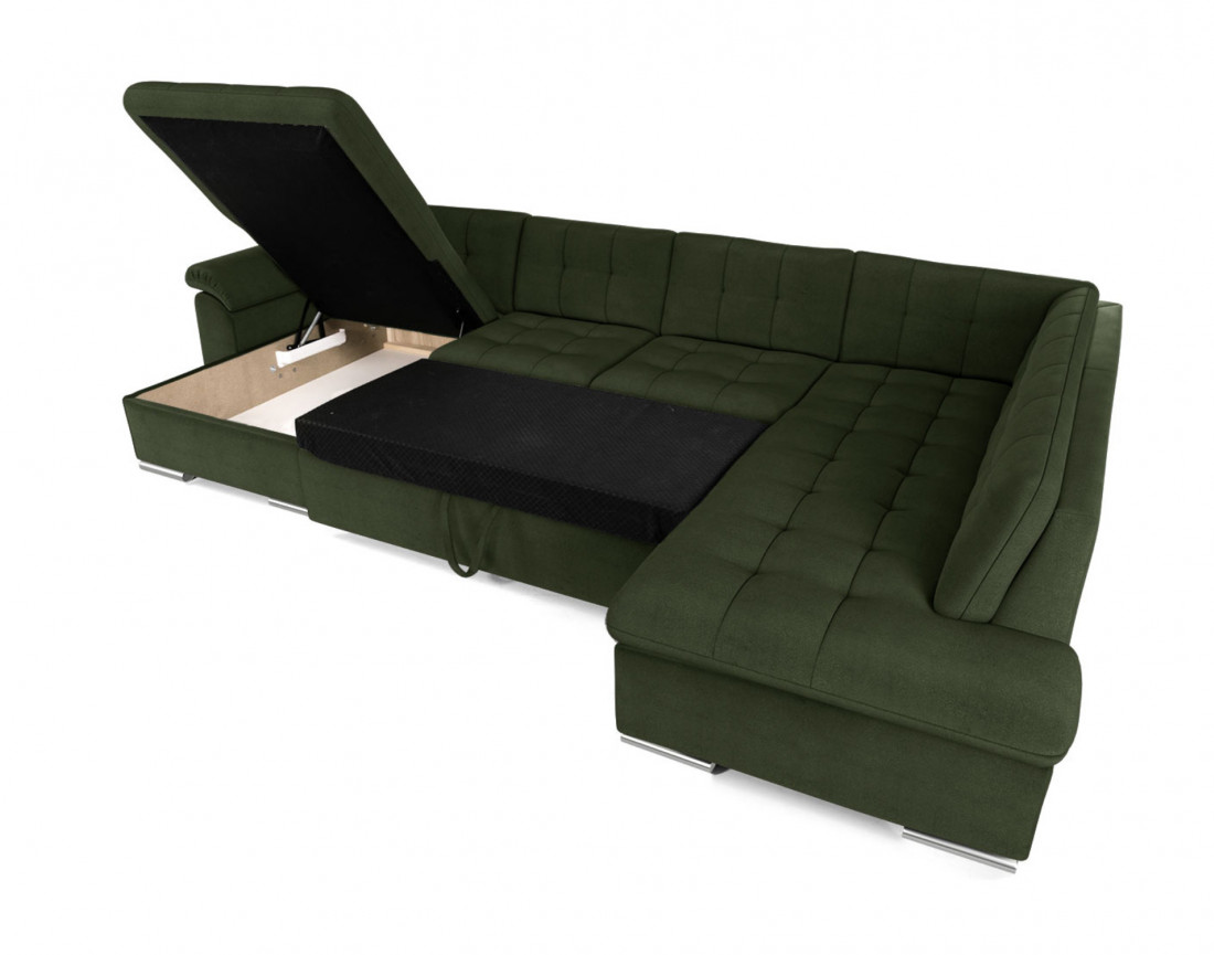 Canapé CHUCK panoramique d'angle droit convertible avec coffre