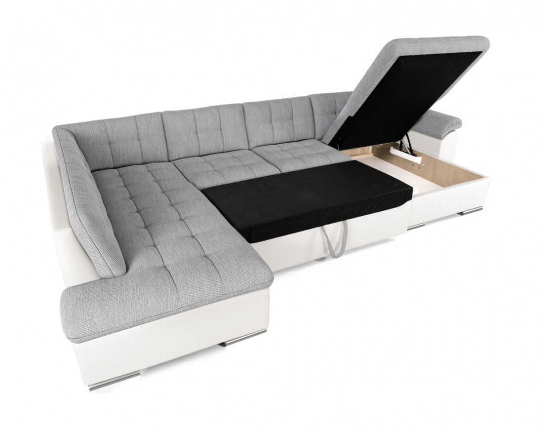 Chuck – canapé panoramique d'angle gauche convertible avec coffre au style contemporain