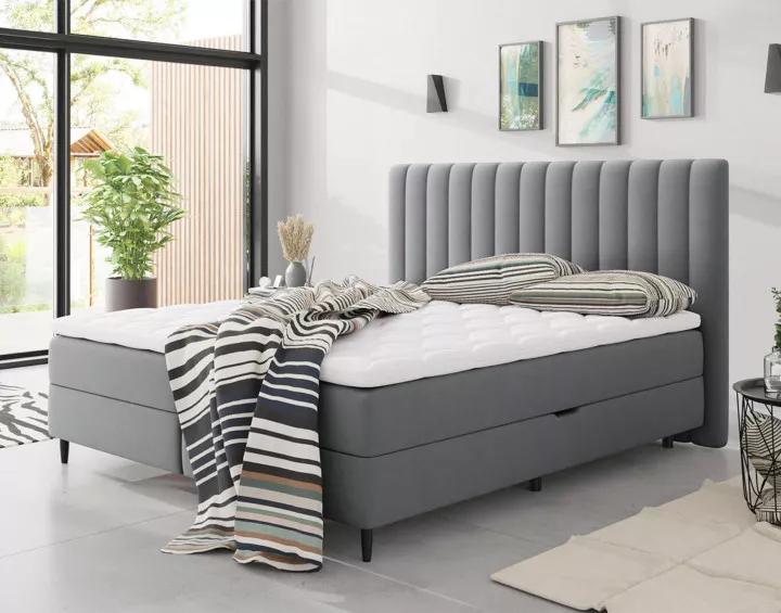 Maria - lit boxspring 160x200 - en velours - coffres et surmatelas inclus