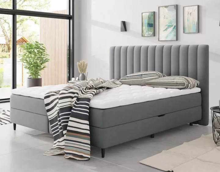 Maria - lit 180x200 - en velours - coffres et surmatelas inclus