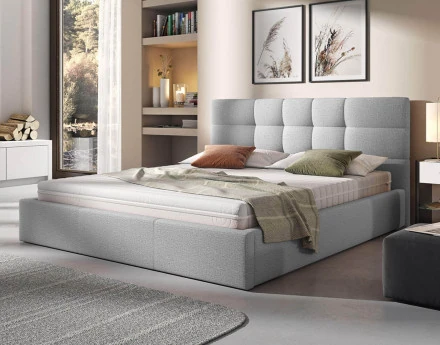 Mael - lit coffre 180x200 cm - en tissu et sommier inclus