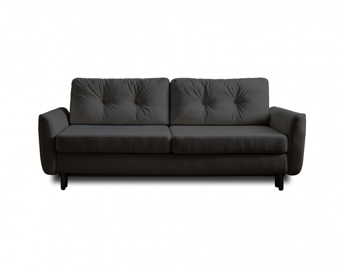 Canapé droit 3 places convertible avec coffre de rangement en velours Nils Canapé droit 3 places convertible avec coffre de rangement en velours Nils